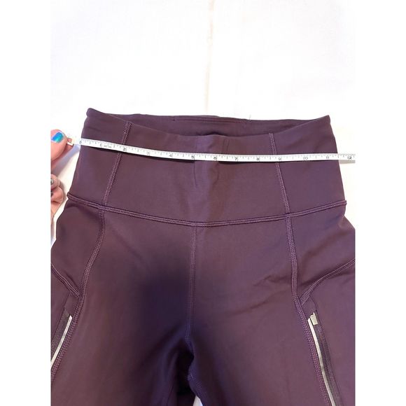 Athleta Women's Rainier Brushed Tights Running Pockets Eggplant Purple XS - Picture 7 of 14